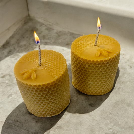 Bougie en Cire d'Abeille et Miel